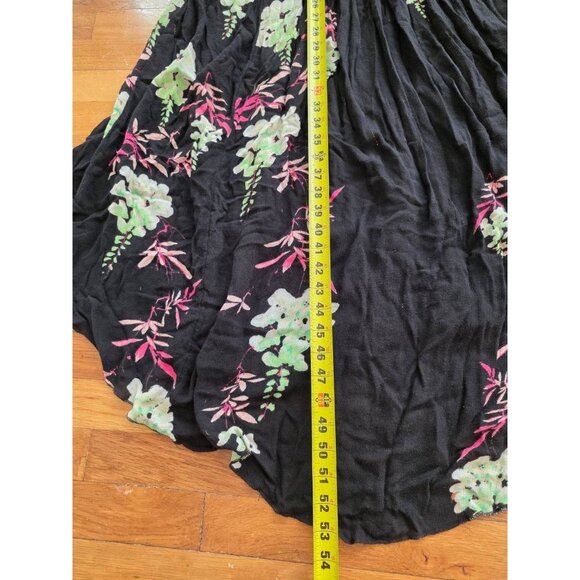 Free People Beau Smocked Floral Print Maxi dress flower Y2K Black M A001141 - Picture 3 of 8